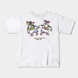 Chin N Strap penguin waddles Kids T-Shirt